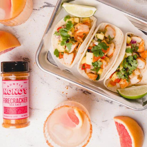 Shrimp Tacos & Margaritas with Auntie Nono's Firecrackers Sea Salt