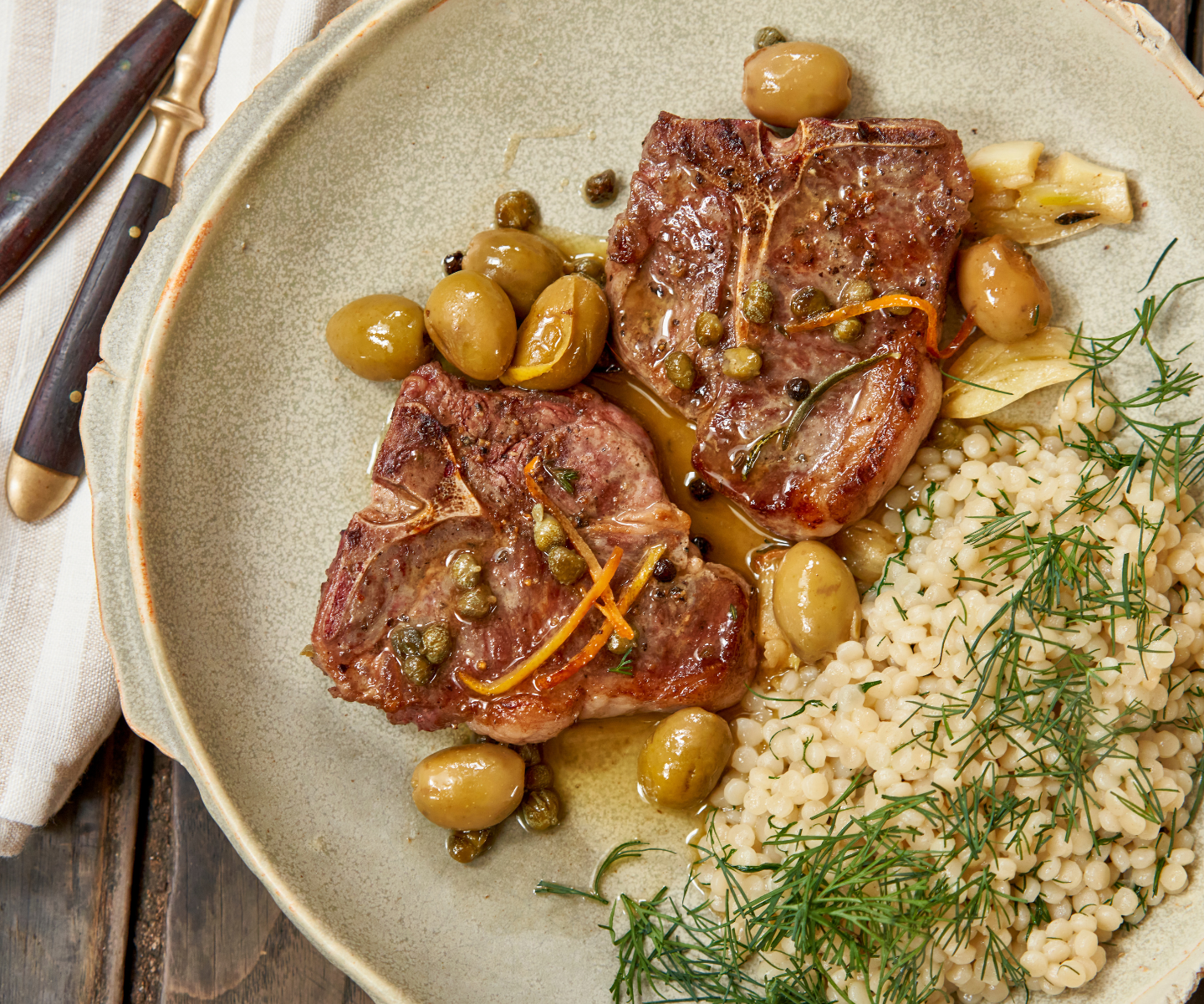 Lamb Loin Chops with Olives