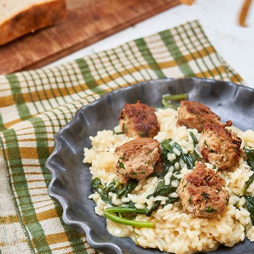 Italian Wedding Risotto with Turkey Meatballs
