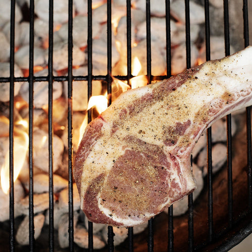 Grilled Pork Chops with Maple Syrup Sweet Potatoes