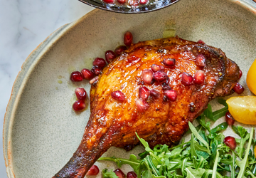 Braised Duck Leg Quarters with Pomegranate, Lemon, and Warm Spices