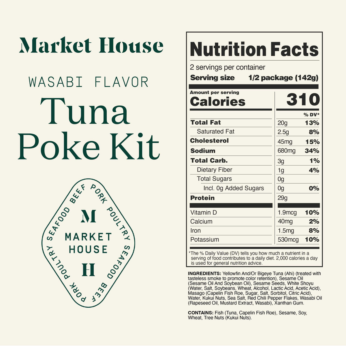 nutrition facts on wasabi tuna poke poke kit