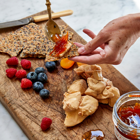 Duck on cheese board