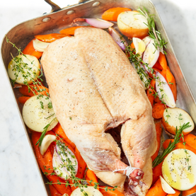 Full Duck in Pan w/ veggies