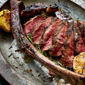 Steak cut up on plate
