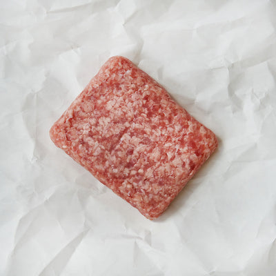 Ground veal on parchment paper