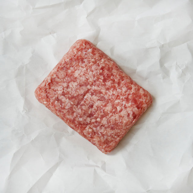 Ground veal on parchment paper