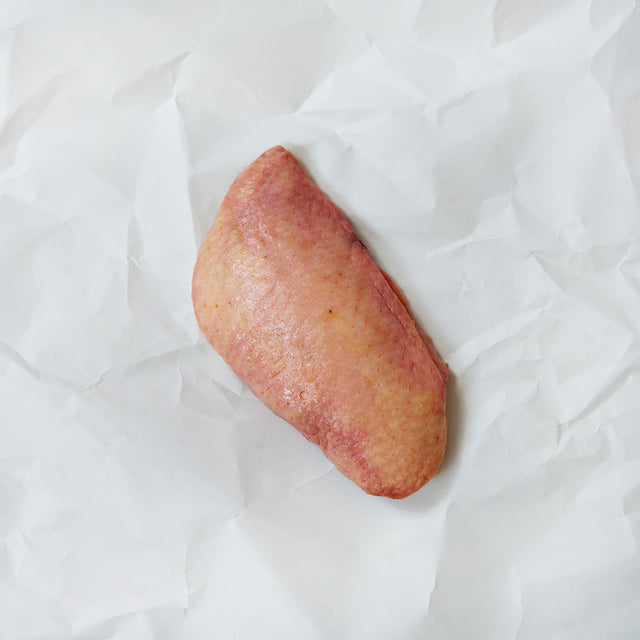 A Moulard duck breast on parchment paper 