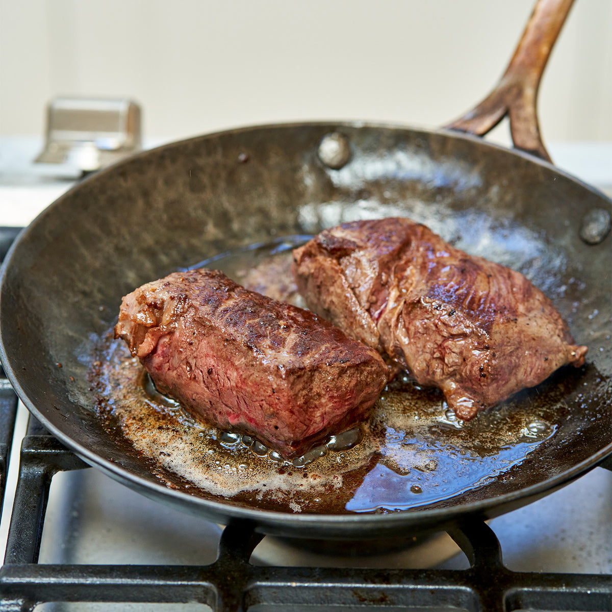 Wagyu Hanger Steak on pan