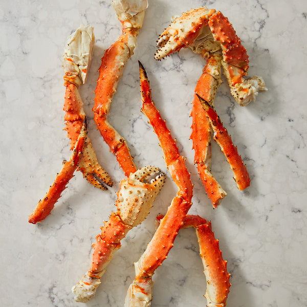 XL King Crab Legs on marble counter top