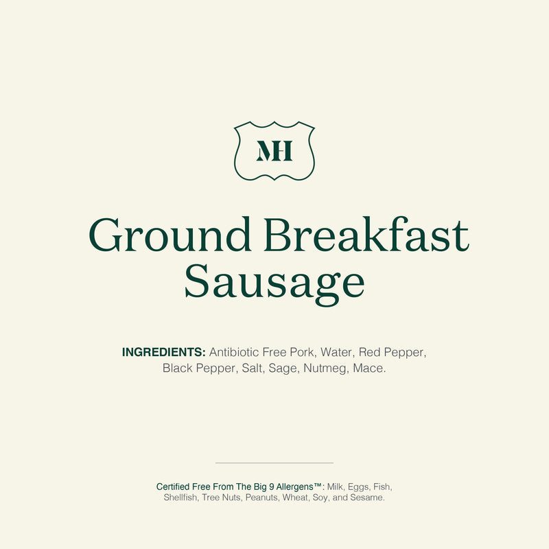 Ingredient label for ground breakfast sausage
