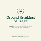Ingredient label for ground breakfast sausage