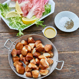 Smoked Weathervane Scallops with a side of oil, salt, pepper, and lettuce - Market House