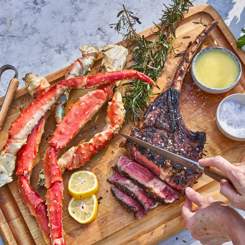 Tomahawk Steak and Red King Crab Legs