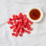 Tuna Poke Bowl on parchment paper with Shoyu Sauce