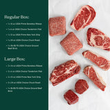 Comparison of meat contents between a regular box and a large box on a white background.